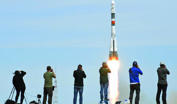 Russian, American two-man crew blasts off to ISS