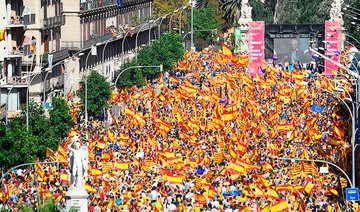 Thousands protest in Barcelona against Catalan independence