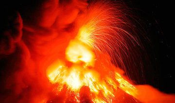 Philippine volcano spews fountains of lava, big ash plumes