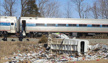 Train carrying US Republicans hits truck, killing one person