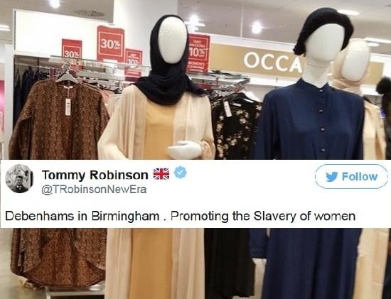 Far-right activist mocked over snap of hijab-wearing mannequins in UK store