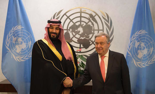 Saudi crown prince stresses importance of applying UN principles and the rule of law